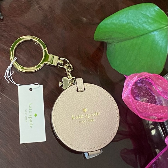 NWT KATE ♠️ SPADE LEATHER KEY CHAIN / FOB IN ROSE WITH MIRROR - Picture 5 of 7